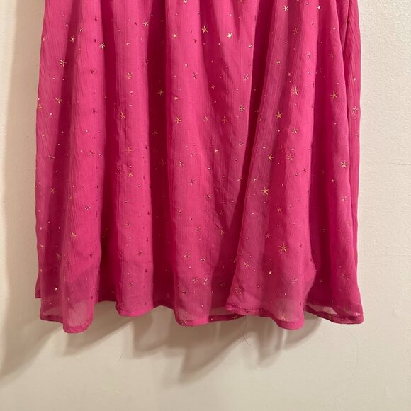 Allegra K Pink and Gold Stars Dress Size Medium | Princess Ruched Sleeves Barbie - Picture 9 of 14